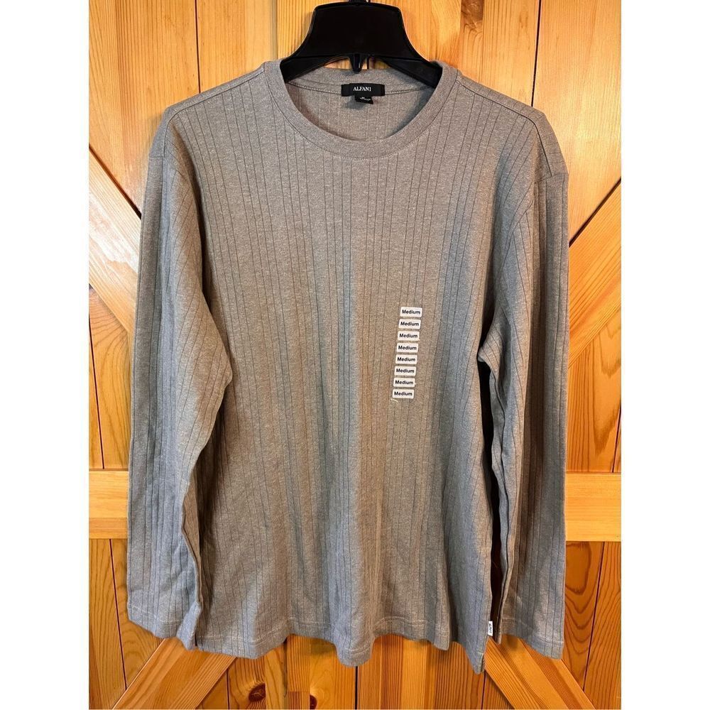 Alfani Stretch Stripe Knit Shirt Mens Med (2459)